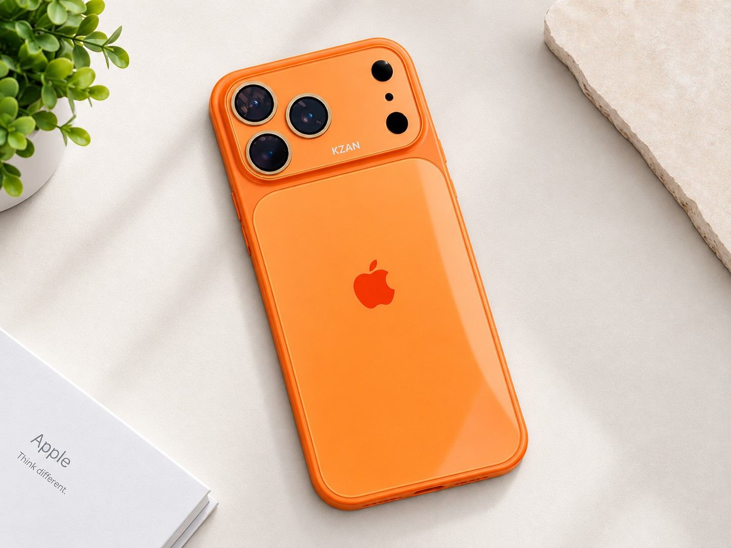 KZAN Apple Logo Cutout Case – PC+TPU Soft Frame with Glossy Back for iPhone