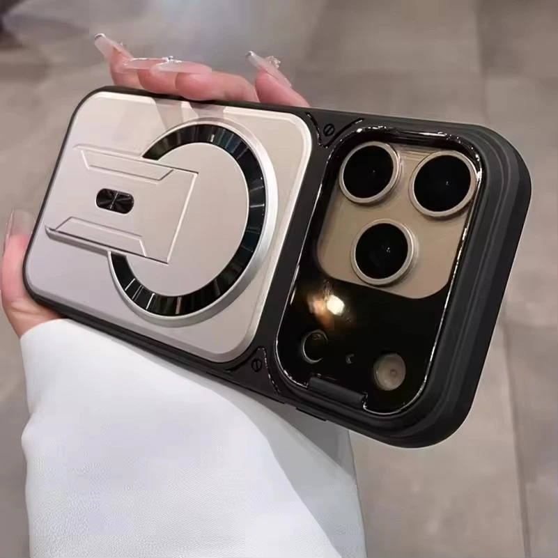 Lens Protector MagSafe Case – Soft Frame Shockproof Cover with Foldable Kickstand